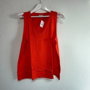 J.Crew Womens Easy Cotton-blend V-neck Tank Top XL Red Sleeveless AY261 New